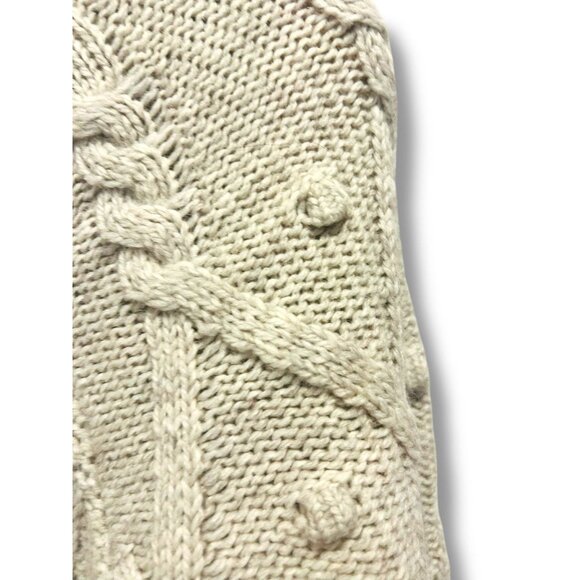 M&S Collection Beige Wool Blend Cable Knit Bobble Sweater Womens Size 6 Medium - Picture 9 of 14